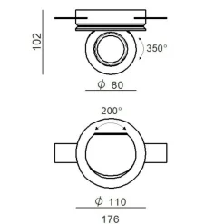 Faretti Da Incasso-Linea Light Faretto nero bubble led 9w 3000k 24v ottica 34 da incasso