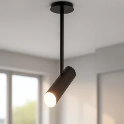 Faretti Da Soffitto-Selezionato da Mazzolaluce Faretto nero con asta da soffitto a sospensione orientabile