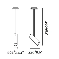 Faretti Da Soffitto-Selezionato da Mazzolaluce Faretto nero con asta da soffitto a sospensione orientabile