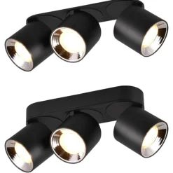 Faretti Da Incasso-Selezionato da Mazzolaluce Faretto nero da incasso soffitto o plafone 3 luci orientabili