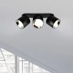 Faretti Da Incasso-Selezionato da Mazzolaluce Faretto nero da incasso soffitto o plafone 3 luci orientabili