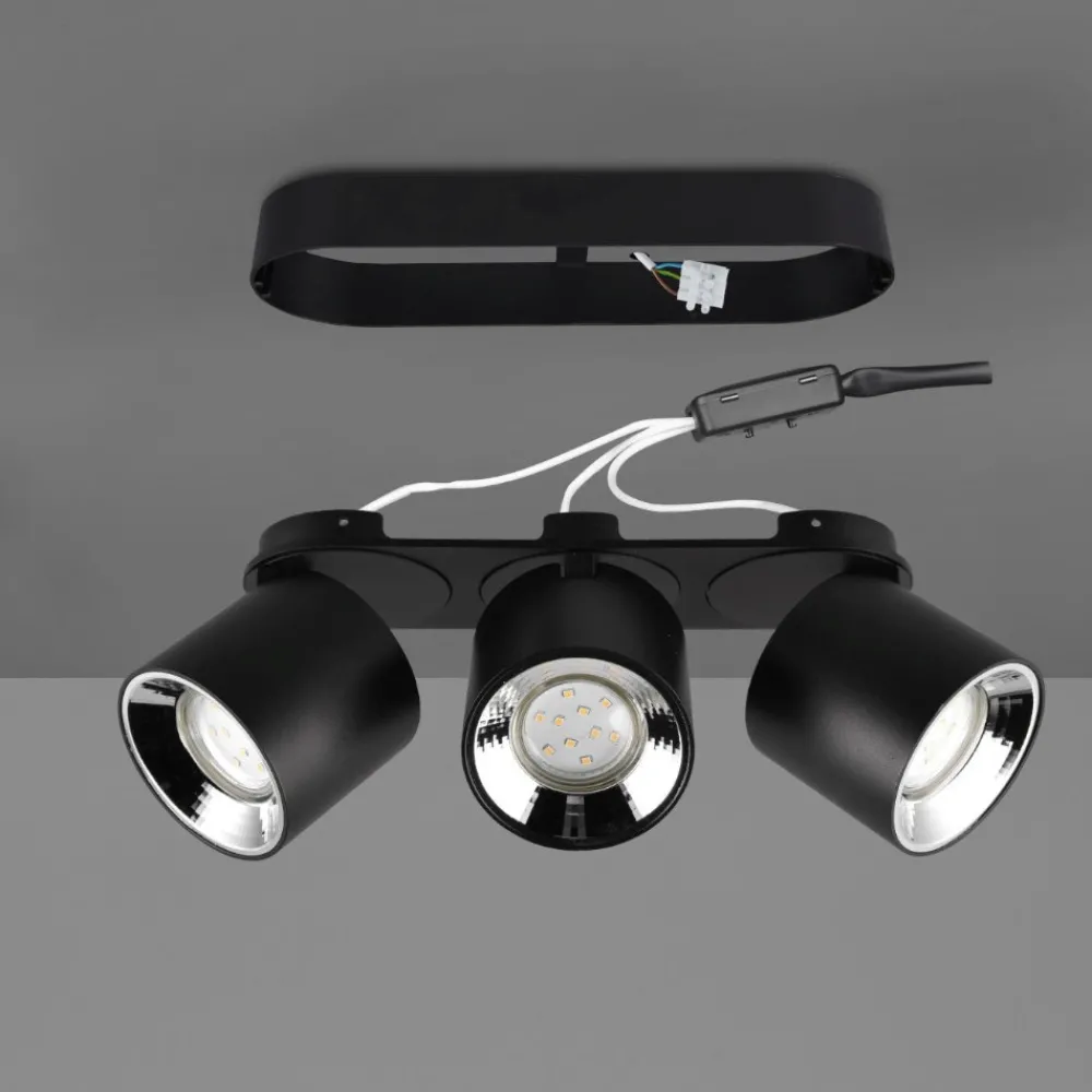 Faretti Da Incasso-Selezionato da Mazzolaluce Faretto nero da incasso soffitto o plafone 3 luci orientabili