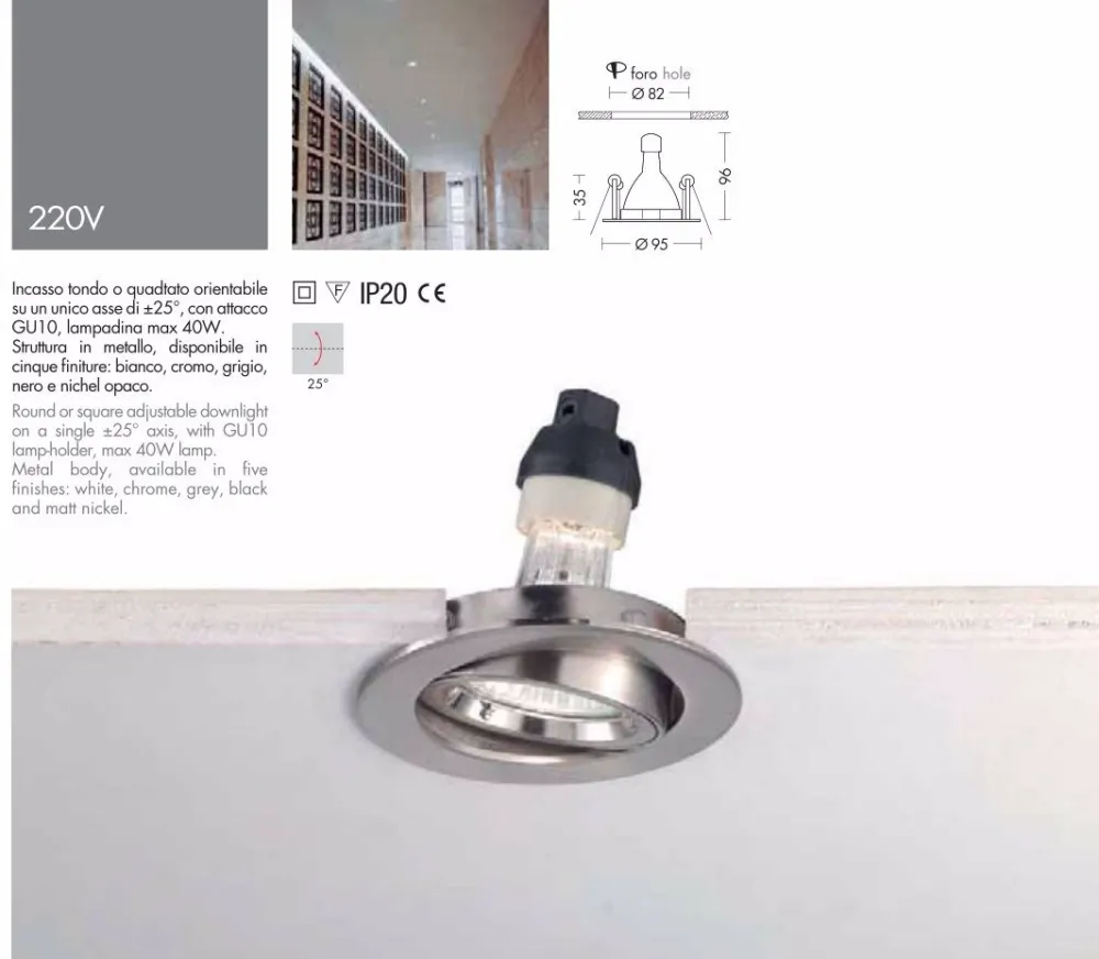 Faretti Da Incasso-Selezionato da Mazzolaluce Faretto nero orientabile rotondo da incasso a soffitto