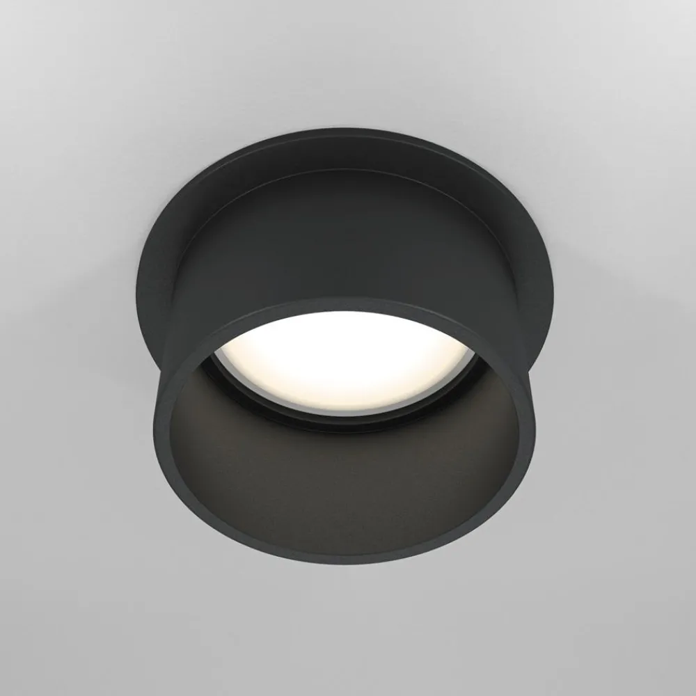 Faretti Da Incasso-Maytoni Faretto nero tondo sporgente da incasso a soffitto reif