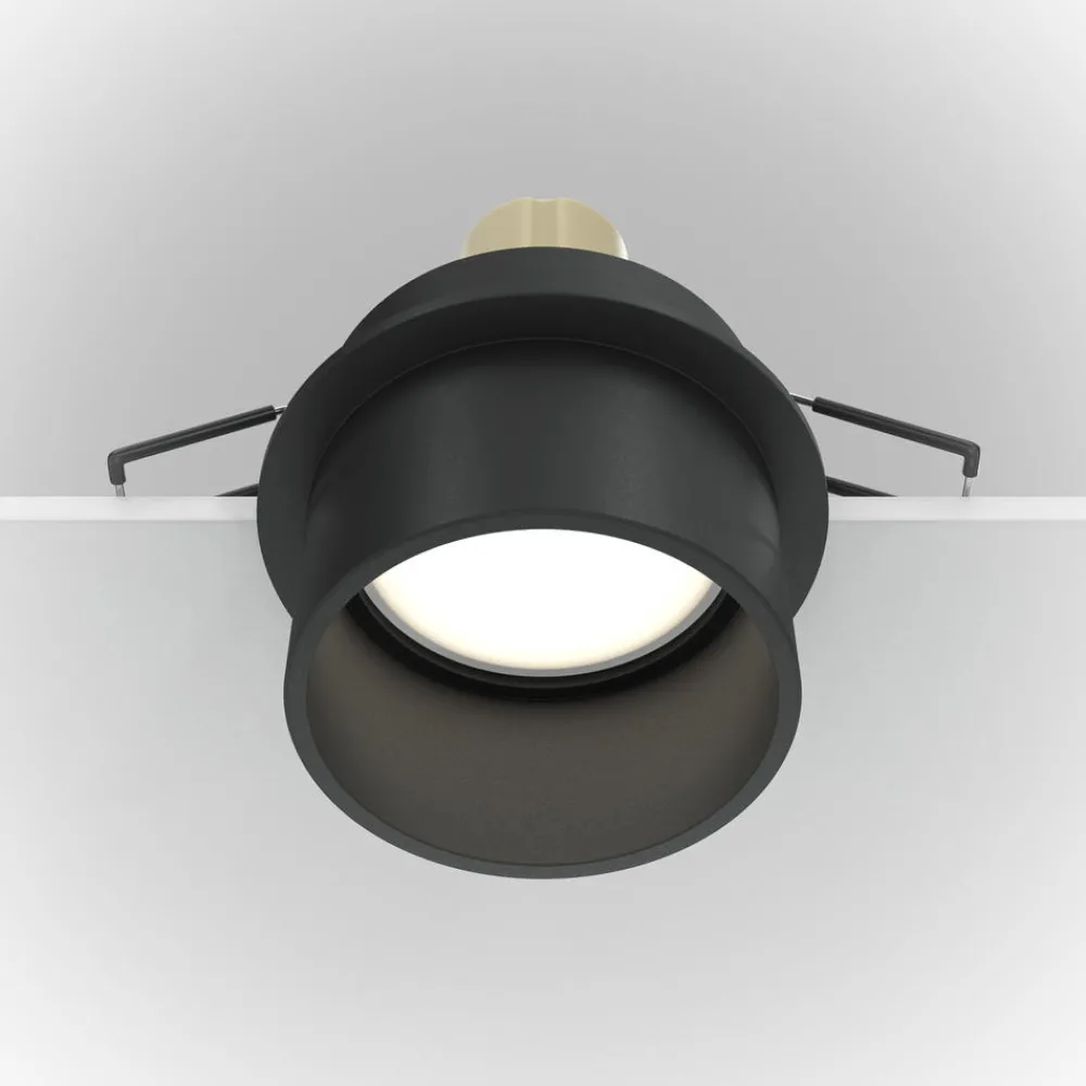 Faretti Da Incasso-Maytoni Faretto nero tondo sporgente da incasso a soffitto reif