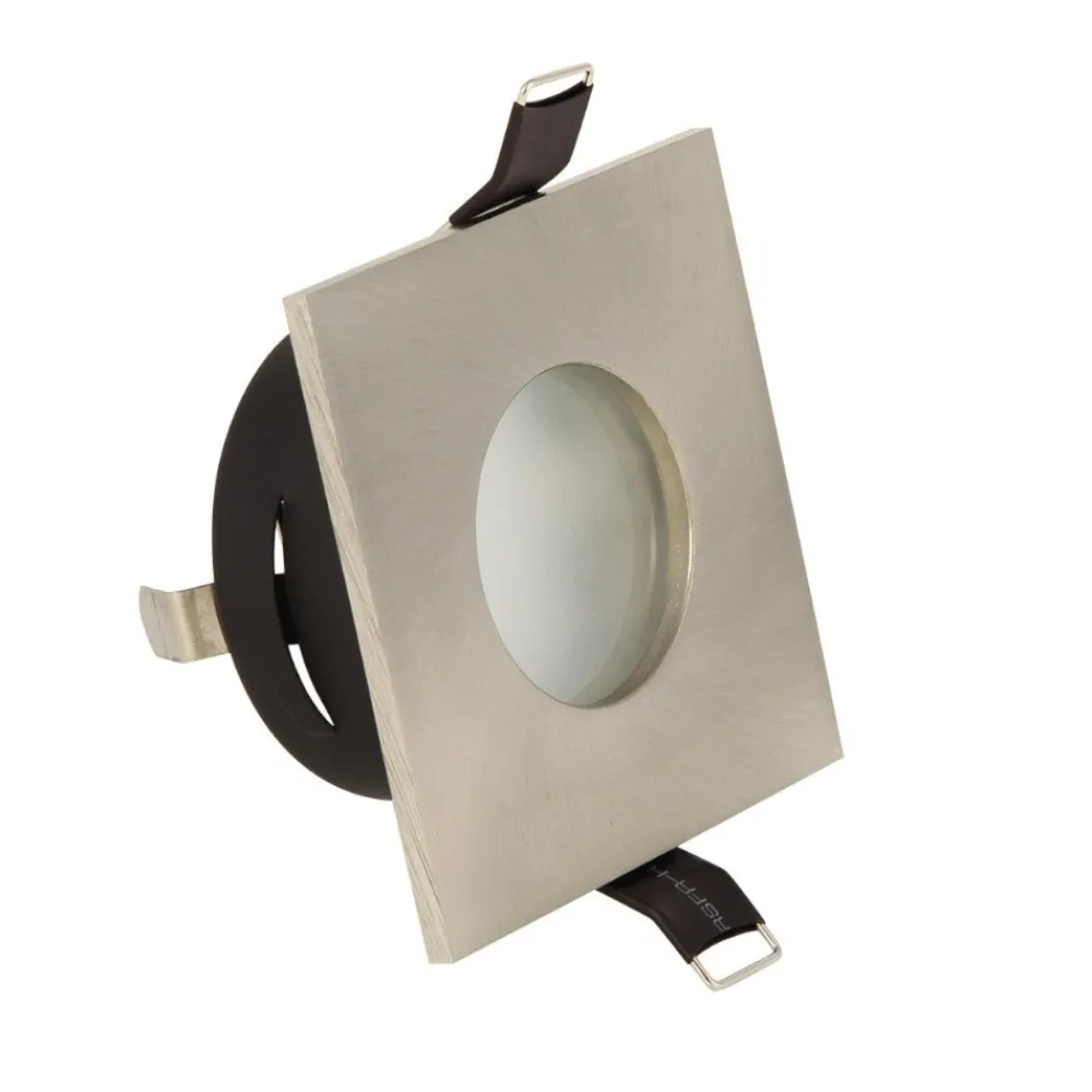 Faretti Da Incasso-Selezionato da Mazzolaluce Faretto nickel per bagno doccia quadrato da incasso a soffitto fp