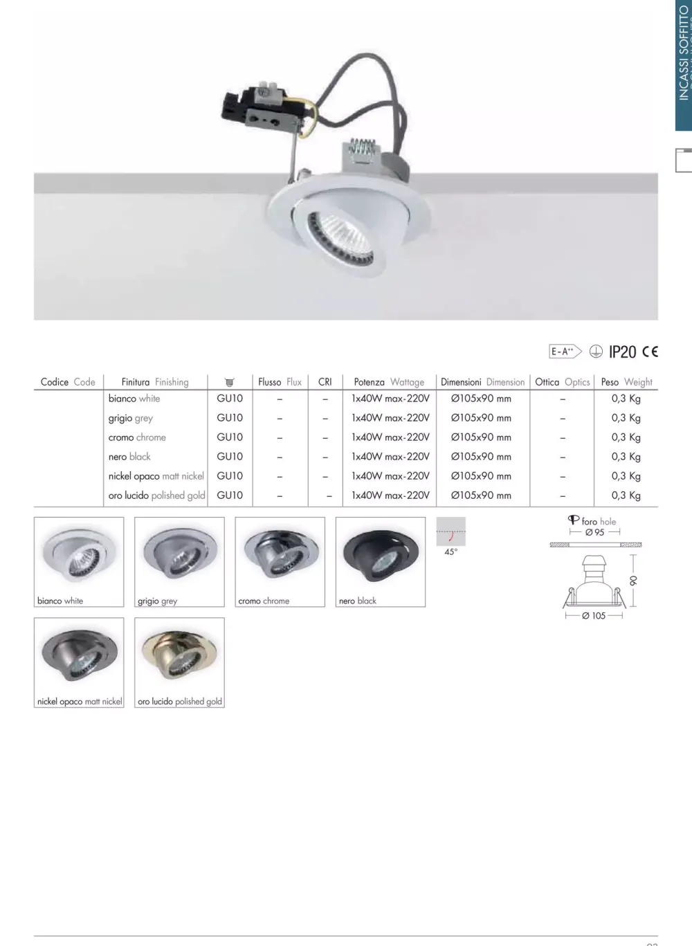 Faretti Da Incasso-Selezionato da Mazzolaluce Faretto orientabile da incasso gu10 cromato per controsoffitto