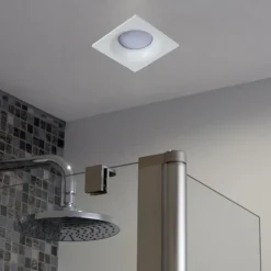 Faretti Da Incasso-Selezionato da Mazzolaluce Faretto per bagno doccia quadrato bianco da incasso
