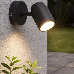 Faretti Da Esterno-Selezionato da Mazzolaluce Faretto per esterno da parete soffitto nero orientabile