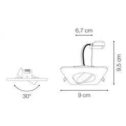 Faretti Da Incasso-Ideal Lux Faretto quadrato da incasso a soffitto orientabile lounge fi cromo fp