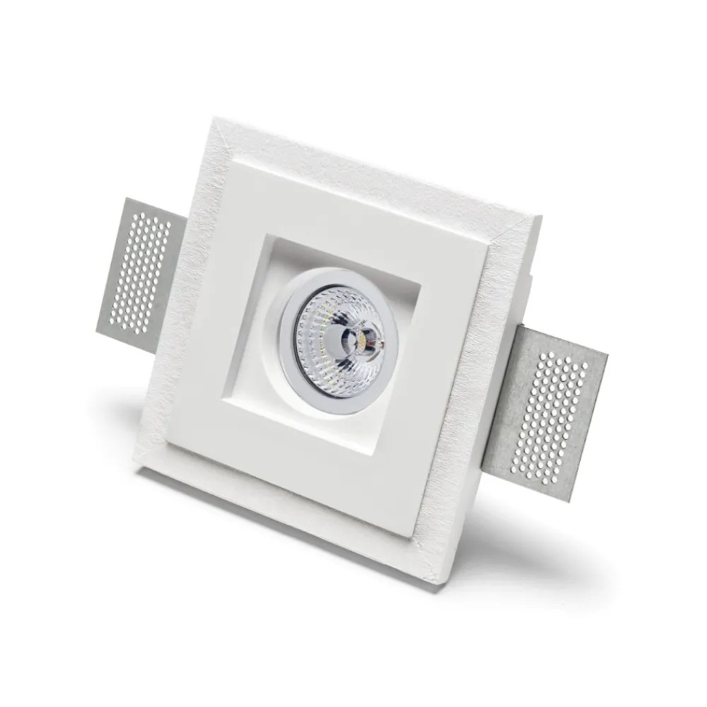 Faretti Da Incasso-Selezionato da Mazzolaluce Faretto quadrato da incasso soffitto di gesso cristaly gu10