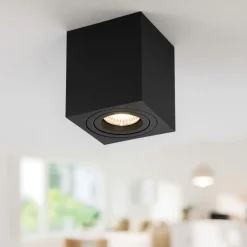 Faretti Da Soffitto-Selezionato da Mazzolaluce Faretto quadrato da soffitto nero orientabile