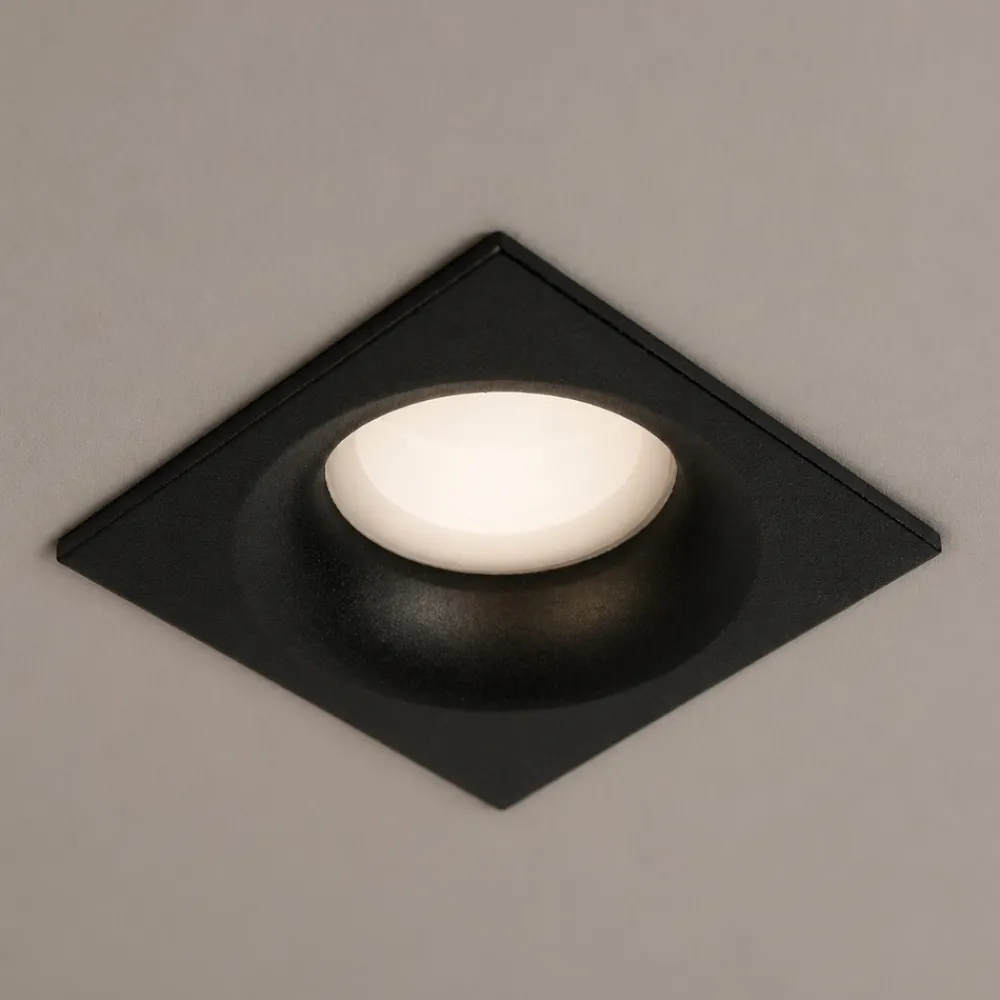 Faretti Da Incasso-Selezionato da Mazzolaluce Faretto quadrato nero da incasso per bagno