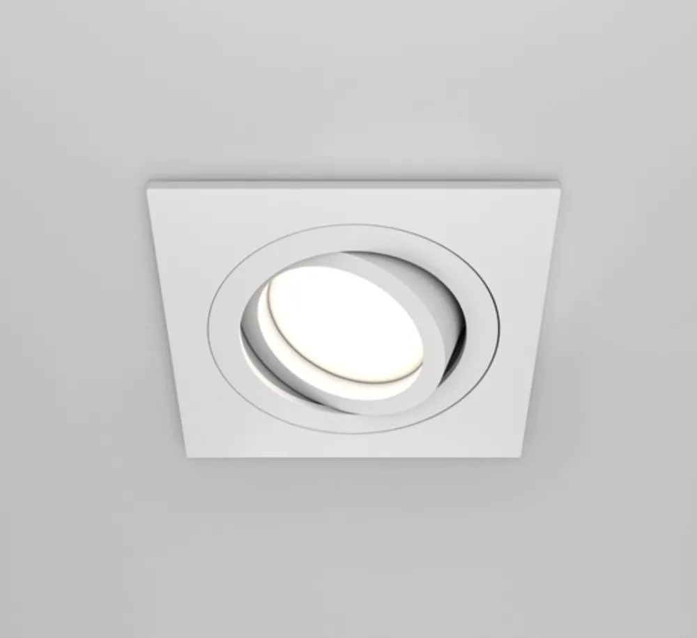 Faretti Da Incasso-Maytoni Faretto quadrato onda bianco da incasso a soffitto orientabile
