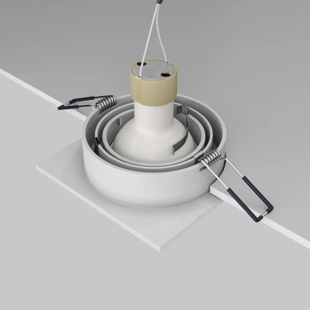 Faretti Da Incasso-Maytoni Faretto quadrato onda bianco da incasso a soffitto orientabile