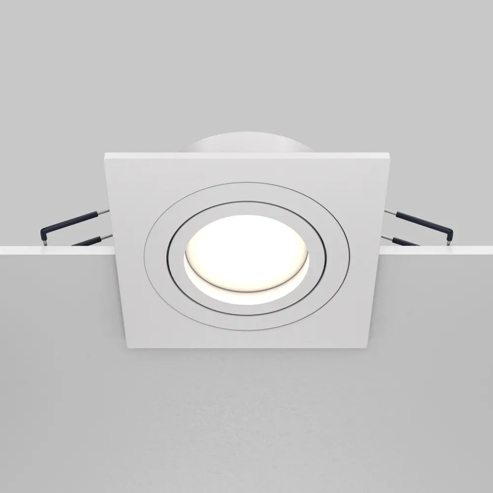Faretti Da Incasso-Maytoni Faretto quadrato onda bianco da incasso a soffitto orientabile