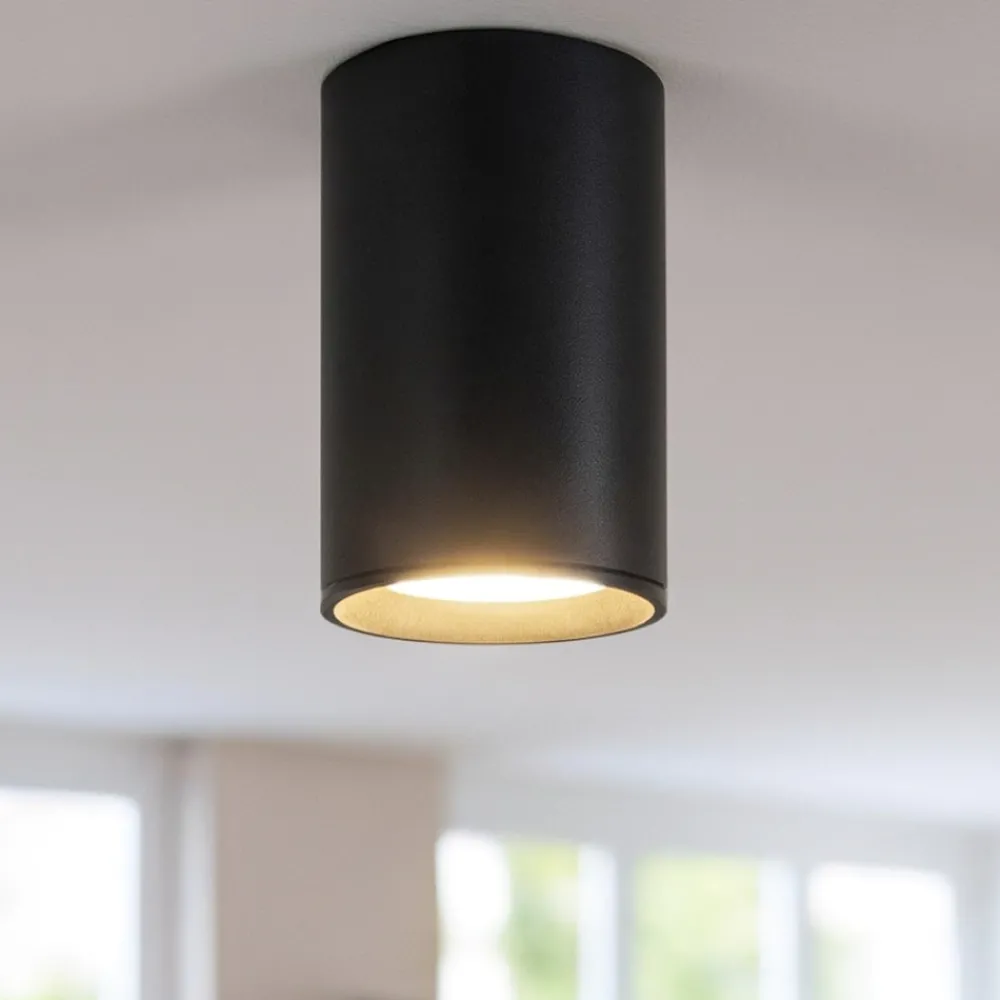 Faretti Da Soffitto-Selezionato da Mazzolaluce Faretto sporgente nero cilindro da soffitto