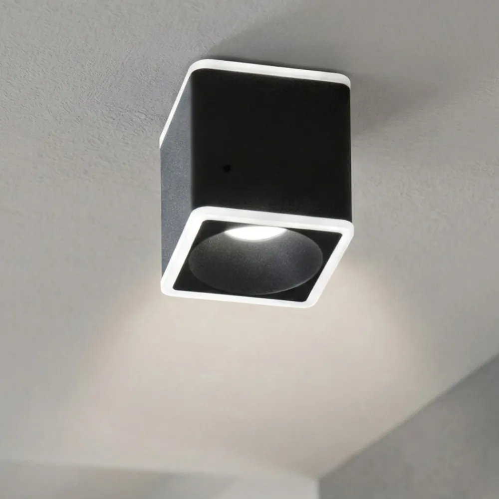 Faretti Da Soffitto-Fabas Luce Faretto sporgente nero led 13w 3000k da soffitto coiba