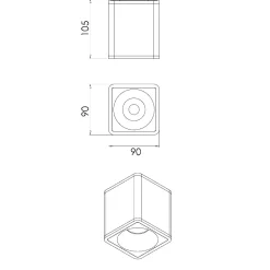 Faretti Da Soffitto-Fabas Luce Faretto sporgente nero led 13w 3000k da soffitto coiba