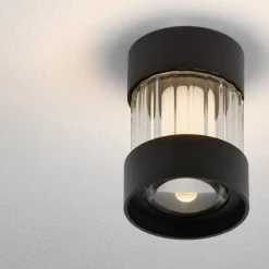Faretti Da Soffitto-Selezionato da Mazzolaluce Faretto spot da soffitto cilindro nero vetro led 14w 2700-3000k dimmerabile