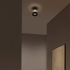 Faretti Da Soffitto-Selezionato da Mazzolaluce Faretto spot da soffitto cilindro nero vetro led 14w 2700-3000k dimmerabile
