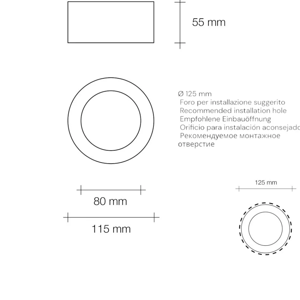 Faretti Da Incasso-Sforzin Illuminazione Faretto tondo in gesso da incasso per cartongesso sforzin filiatra