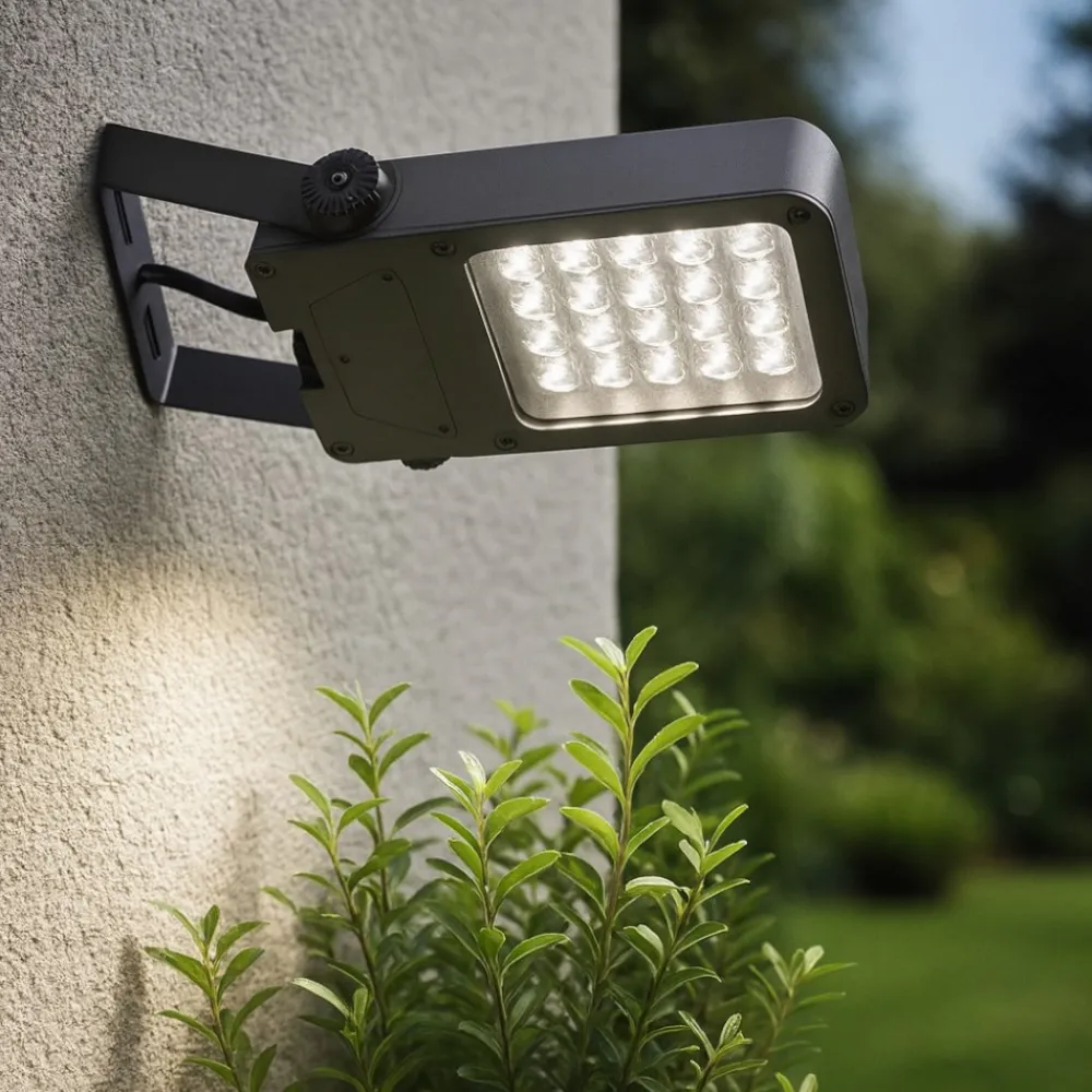 Faretti Da Esterno-Selezionato da Mazzolaluce Faro proiettore grigio per esterno led 35w 3000k ottica 120x60 ip67