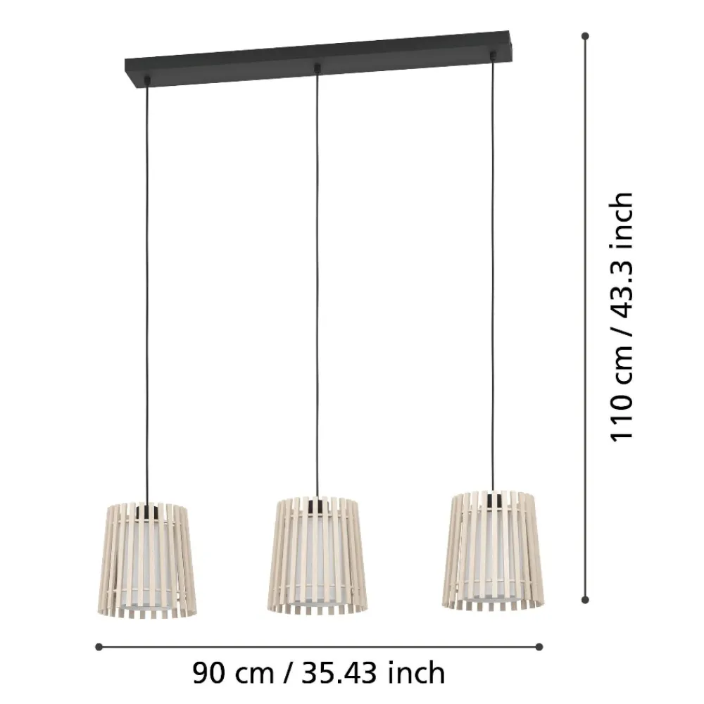 Lampadari Cucina-Eglo Fattoria lampadario da cucina 3 luci design nordico