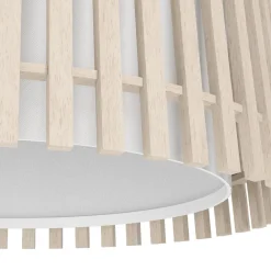 Plafoniere Moderne-Eglo Fattoria plafoniera da cucina rotonda con paralume in legno