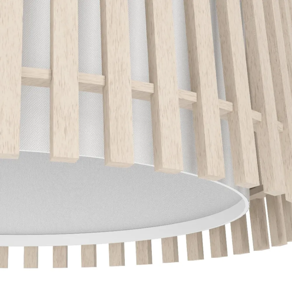 Plafoniere Moderne-Eglo Fattoria plafoniera da cucina rotonda con paralume in legno
