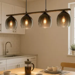 Lampadari Cucina-Eglo Filago lampadario per cucina con portalampada in vetro 4 luci