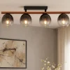 Plafoniere Moderne-Eglo Filago plafoniera moderna con dettagli in legno 4 luci