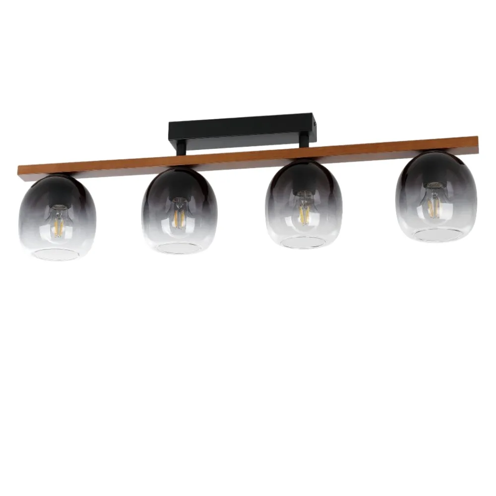 Plafoniere Moderne-Eglo Filago plafoniera moderna con dettagli in legno 4 luci