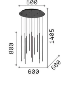 Lampadari Moderni-Ideal Lux Filo lampadario moderno led 19w 3000k sp12 nero
