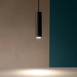 Lampade A Sospensione-Ondaluce Filo lampada a sospensione cilindro nero per isola cucina