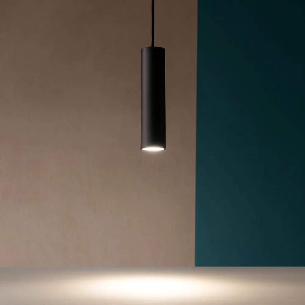 Lampade A Sospensione-Ondaluce Filo lampada a sospensione cilindro nero per isola cucina