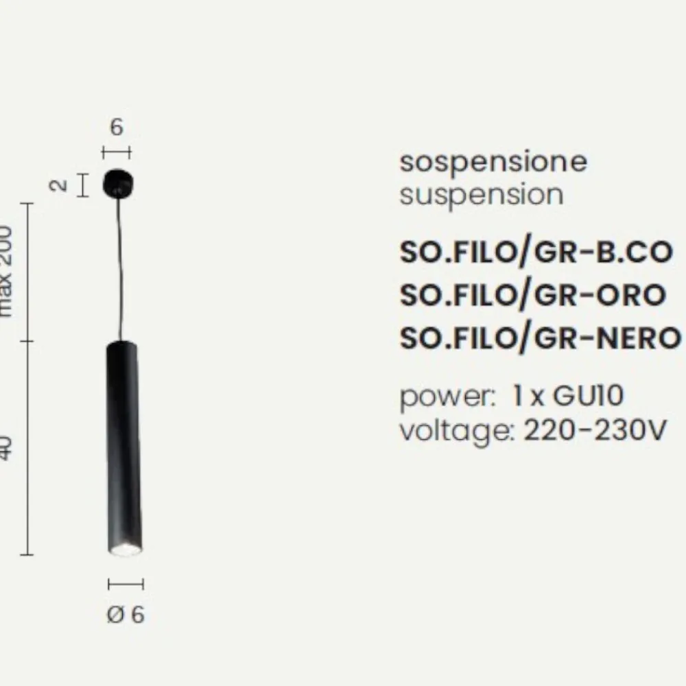 Lampade A Sospensione-Ondaluce Filo lampada a sospensione cilindro nero per isola cucina