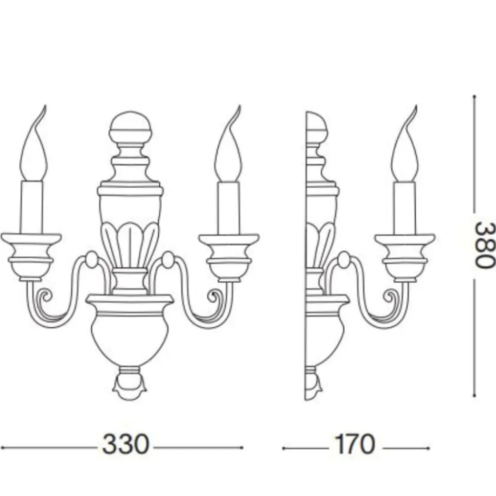 Applique Da Parete-Ideal Lux Firenze ap2 applique bianco antico foglia oro 2 luci