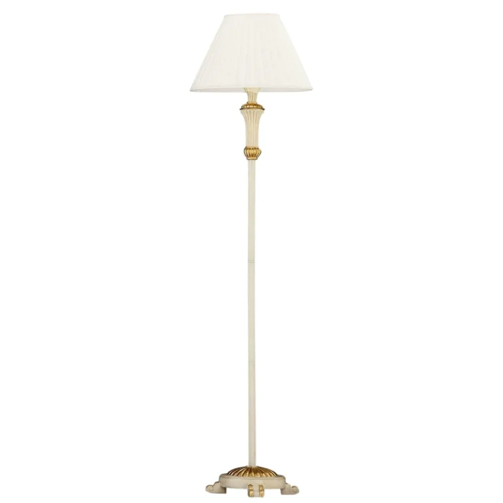 Lampade Da Terra-Ideal Lux Firenze pt1 lampada da terra classica bianca foglia oro