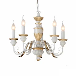 Lampadario Camera Da Letto-Ideal Lux Firenze sp5 lampadario stanza da letto classica 5 luci bianco antico oro