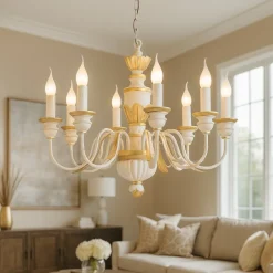 Lampadari Moderni-Ideal Lux Firenze sp8 lampadario 8 luci bianco e oro elegante