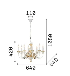 Lampadari Moderni-Ideal Lux Firenze sp8 lampadario 8 luci bianco e oro elegante