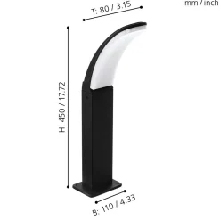 Lampioni Da Giardino-Eglo Fiumicino lampioncino da giardino nero moderno led 11w 3000k