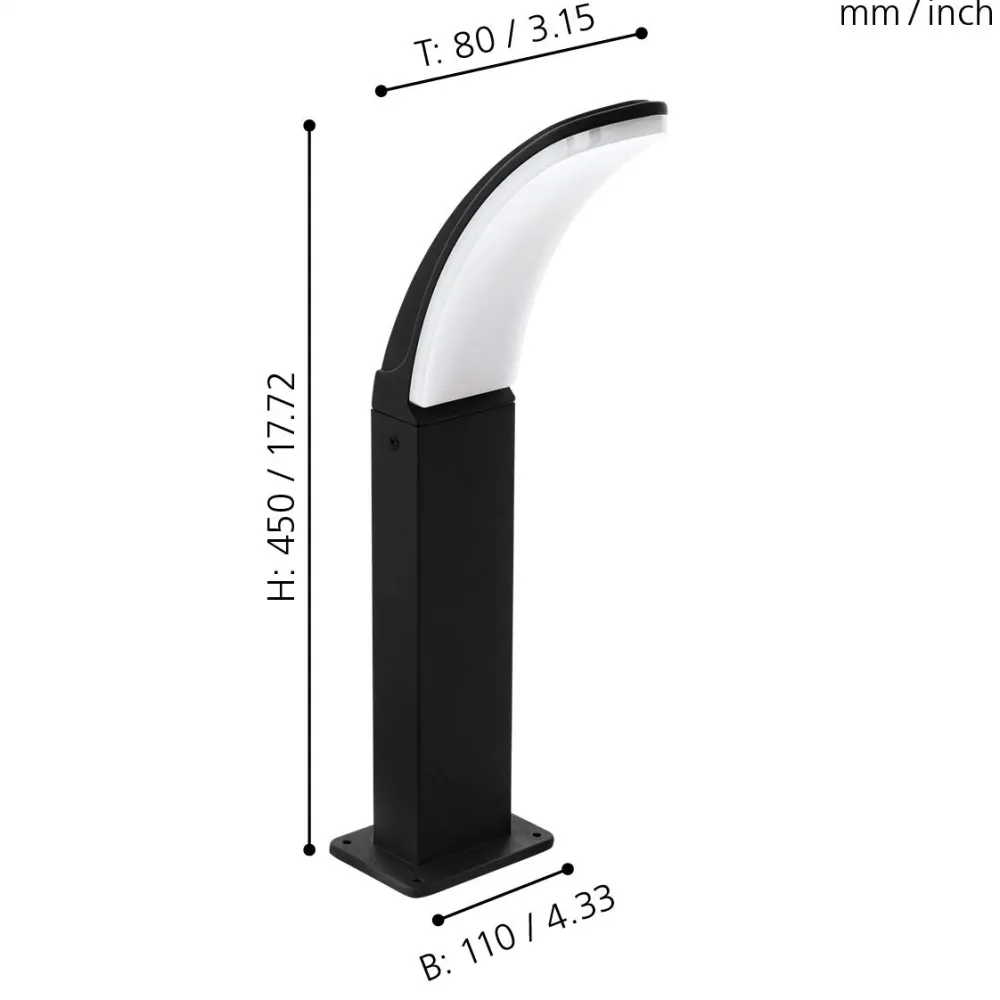 Lampioni Da Giardino-Eglo Fiumicino lampioncino da giardino nero moderno led 11w 3000k