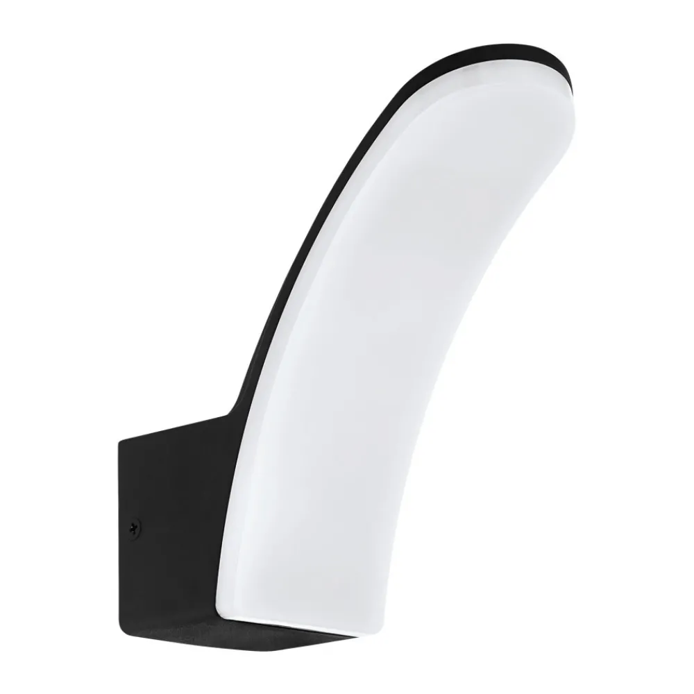 Applique Da Esterno-Eglo Fiumino applique da esterno nero led 11w 3000k moderno