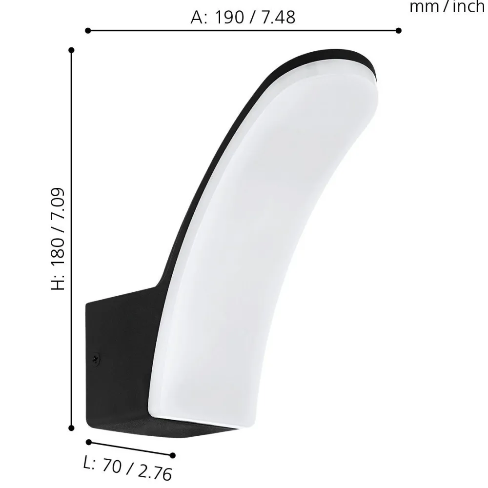 Applique Da Esterno-Eglo Fiumino applique da esterno nero led 11w 3000k moderno