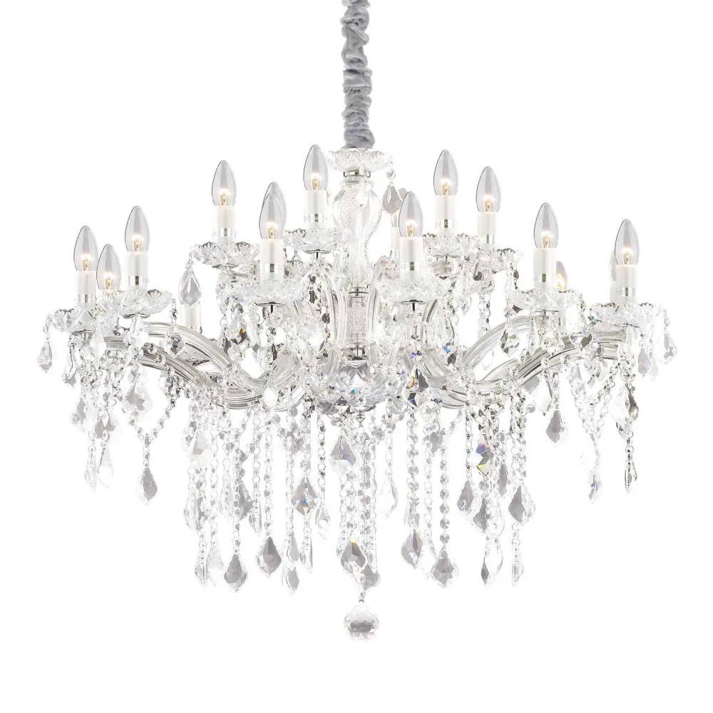 Lampadari Moderni-Ideal Lux Florian sp18 lampadario di cristallo 18 luci per salone