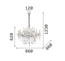 Lampadari Moderni-Ideal Lux Florian sp18 lampadario di cristallo 18 luci per salone