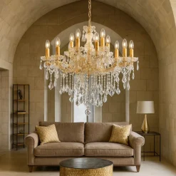 Lampadari Moderni-Ideal Lux Florian sp12 lampadario di cristallo 12 bracci metallo oro