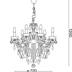 Lampadari Moderni-Ideal Lux Florian sp12 lampadario di cristallo 12 bracci metallo oro